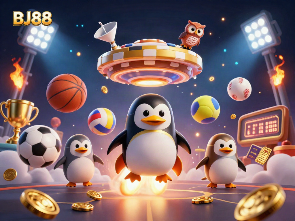 Experience the excitement of BJ88 with a vibrant scene showcasing dynamic sports betting elements.