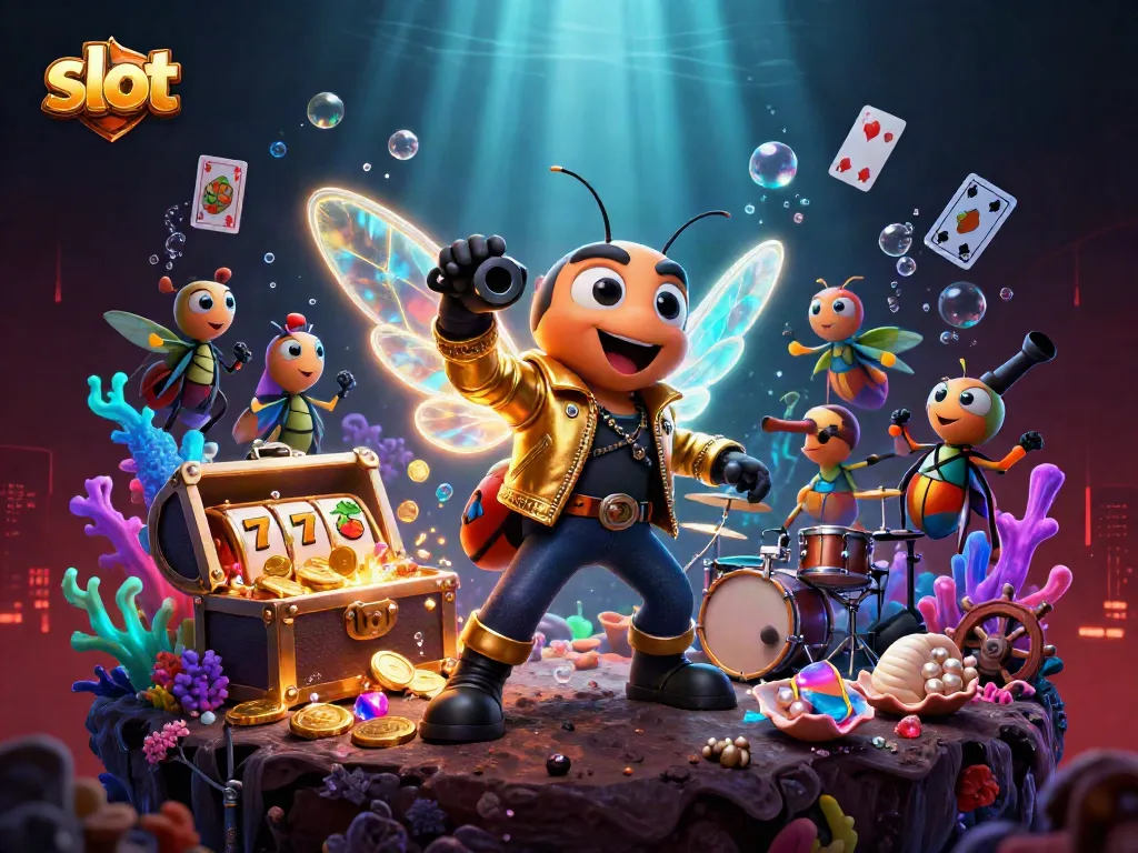 Slot yang menakjubkan dengan cicada rock star dan elemen slot yang berkilauan!
