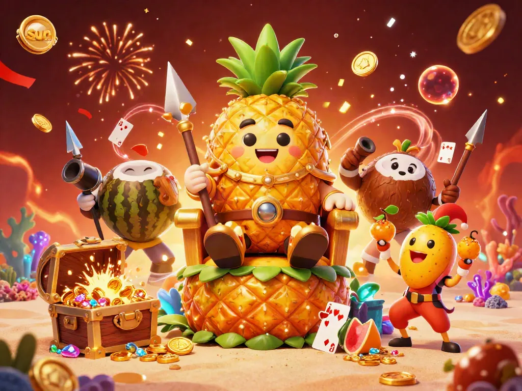 Experience the sun-themed beach casino with golden characters and vibrant gaming action.
