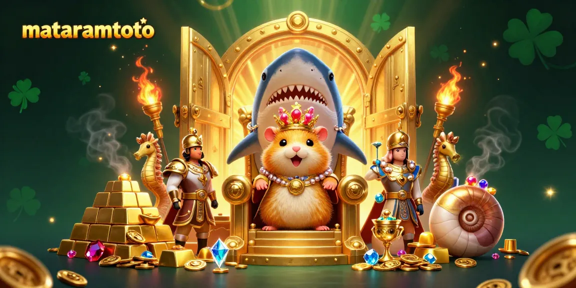 Engage with mataramtoto through royal hamster gameplay amidst treasure in a vibrant casino scene.