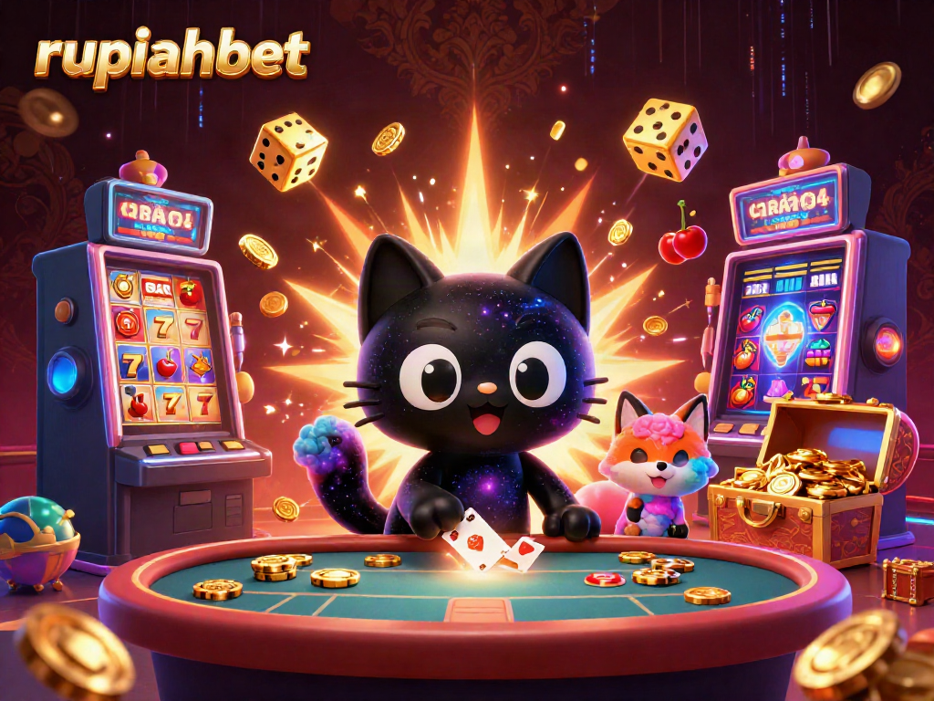 Experience winning moments with rupiahbet's vibrant cosmic casino scene full of energy and excitement.