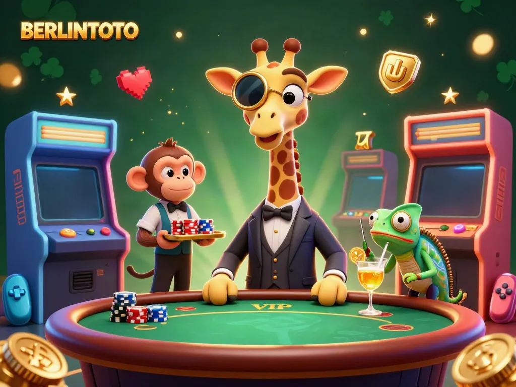 Experience vibrant casino excitement with BERLINTOTO's captivating high-roller scene, featuring unique characters and dynamic game elements.