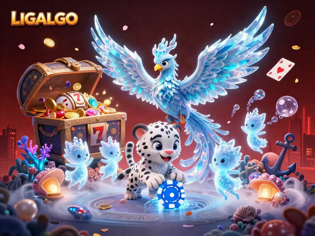 Engage with LIGALGO's immersive gaming experience featuring vibrant characters and casino elements.