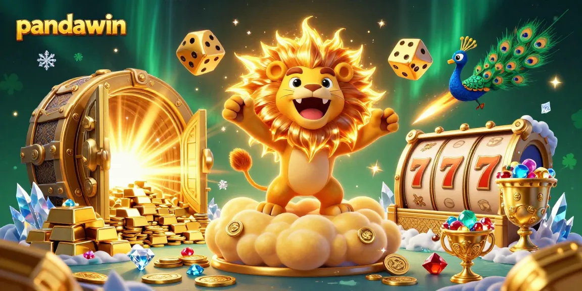 Experience thrilling slots with pandawin at this vibrant 3D casino illustration