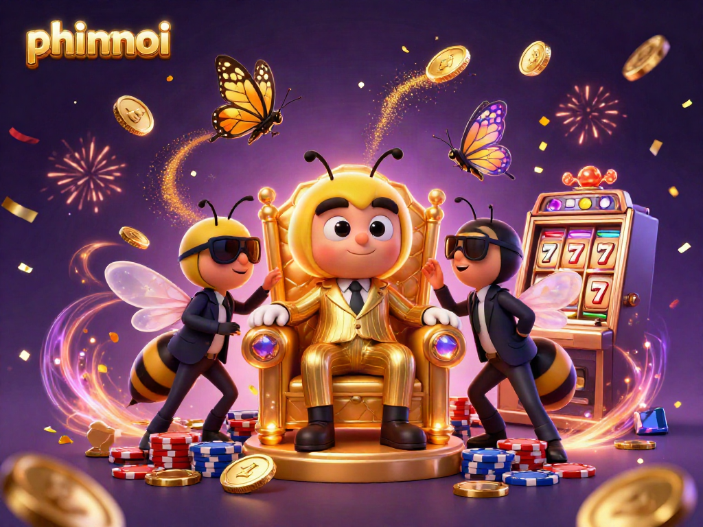 Engage in thrilling gameplay with phimmoi's dynamic cartoon scene featuring a bumblebee mob boss and vibrant slot machines.