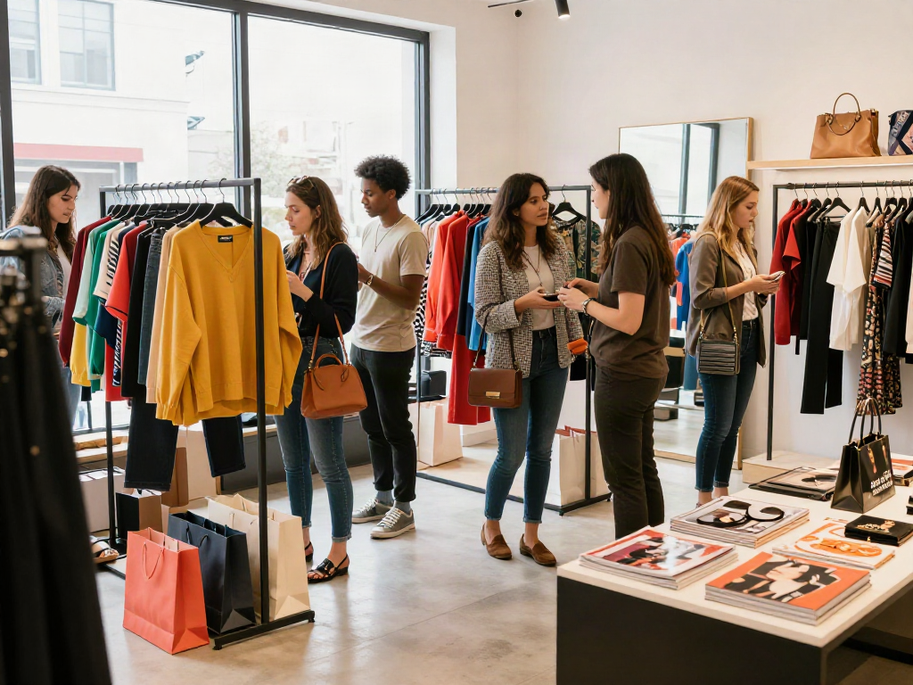 Customer exploring vibrant fashion options at a boutique, showcasing bro138 style trends.