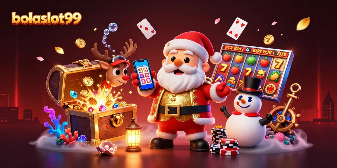 Engage with the vibrant bolaslot99 slots experience, featuring Santa, reindeer, and snowman.
