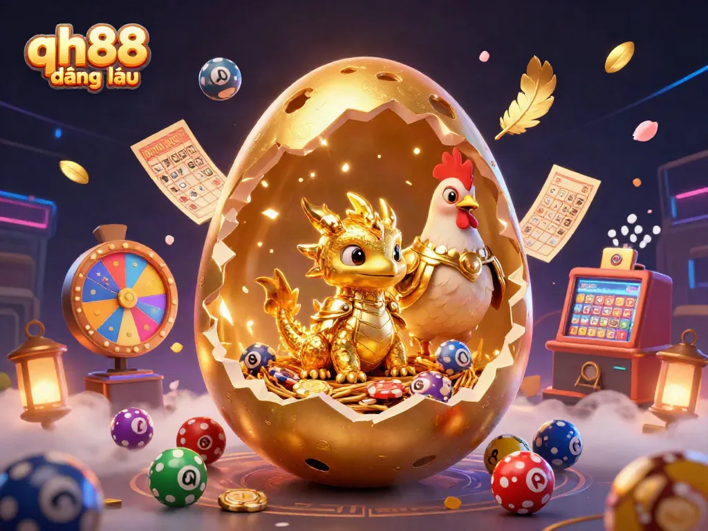 Engage in the action at qh88 đăng nhập, featuring a golden dragon on poker chips amidst casino elements.