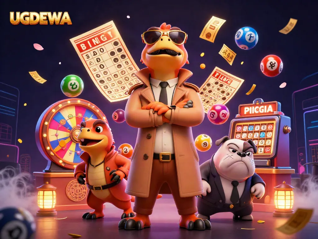 Engage with UGDEWA's vibrant lottery scene featuring dynamic characters and game elements.