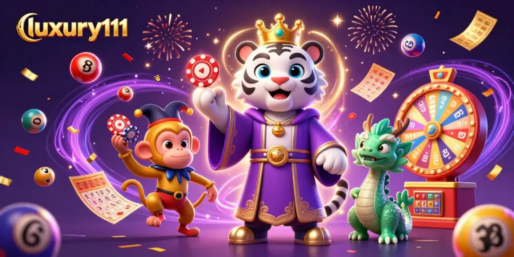 Win big with luxury111 through an enchanting 3D casino encounter featuring vibrant games and characters.