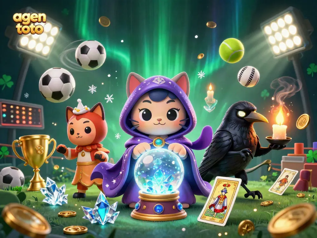 Temukan agen toto dengan karakter mistik dan bola kristal di ilustrasi kasino yang memukau ini.