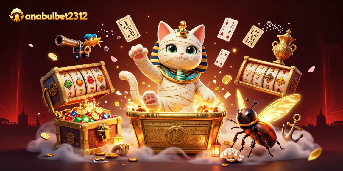 Mummy Kucing anabulbet2312 memukau dengan permainan slot dan koin emas di kasino piramida.