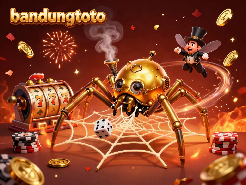 Engage in thrilling gameplay with bandungtoto's exciting slots, depicted in a vibrant 3D scene.