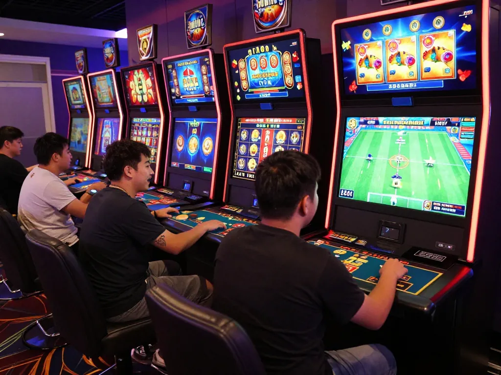 Players enjoying diverse games at RR88 online casino, showcasing excitement and digital engagement.