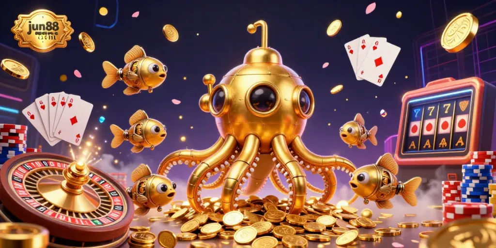 Experience dynamic gambling thrills with jun88 com's golden kraken and stunning casino elements.