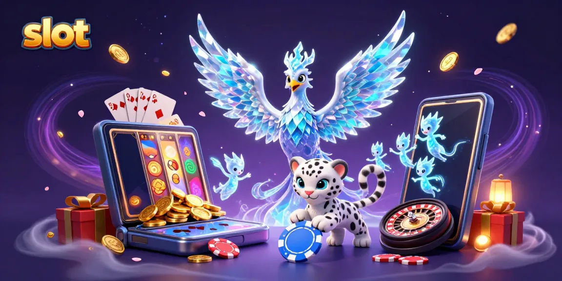 Putar slot yang luar biasa dengan phoenix es, permainan, dan chip poker berkilau.