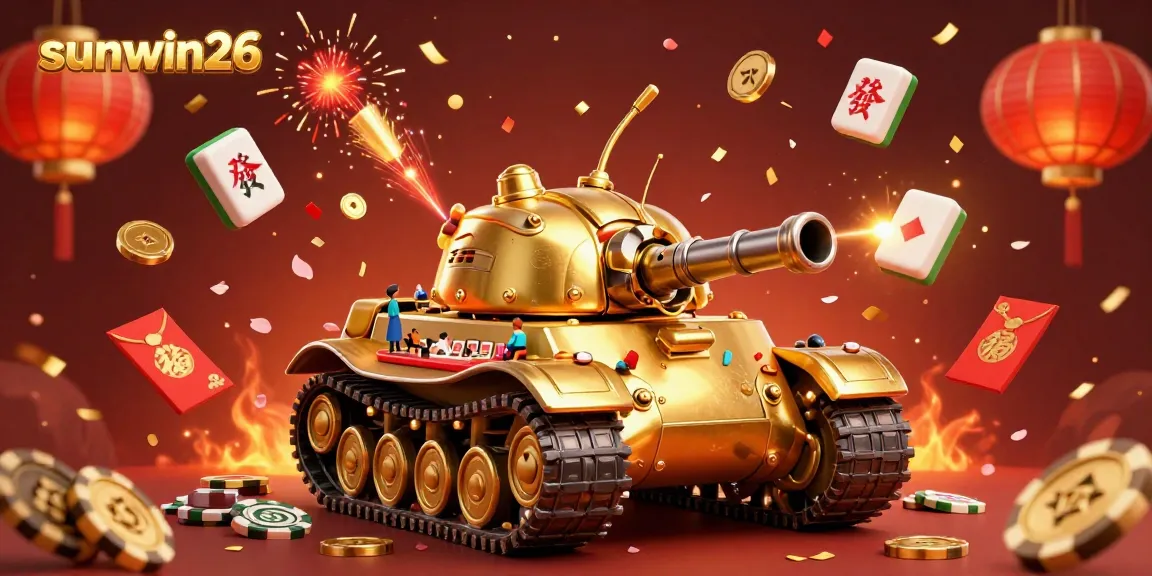 Engage with the vibrant atmosphere of sunwin26's miniature casino within a golden beetle tank amidst dynamic festive elements.