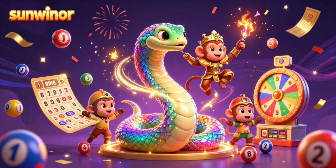 Experience exhilarating gaming with sunwinor’s vibrant casino scene featuring a rainbow serpent and a monkey king.