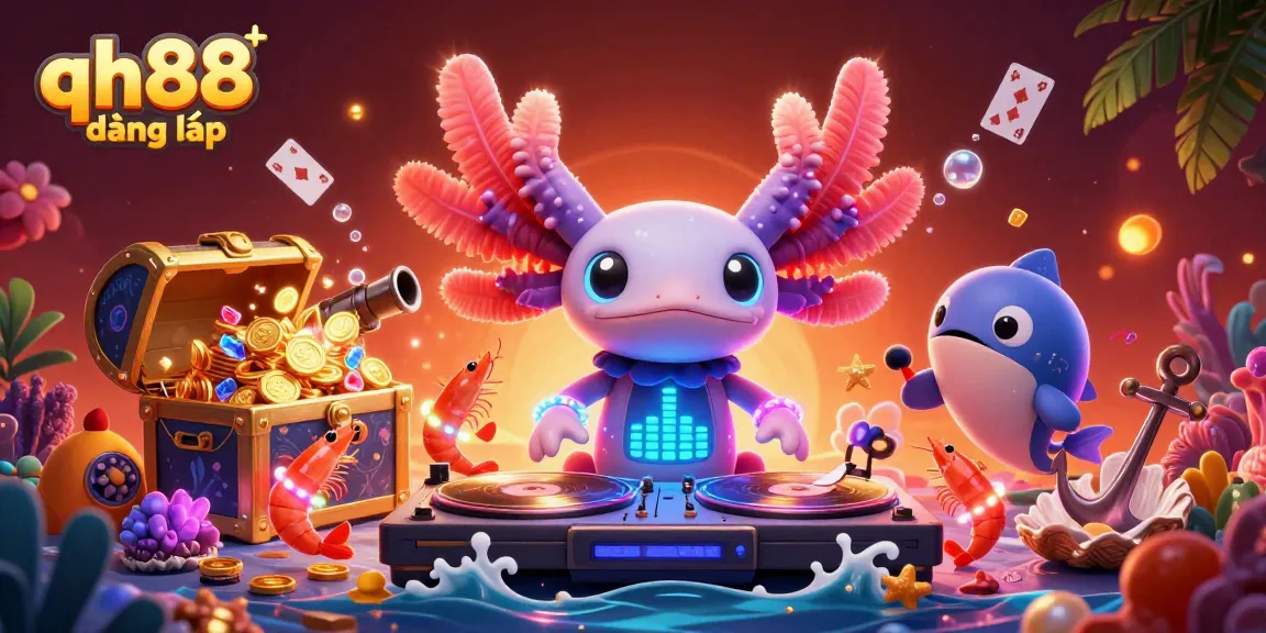 Experience the vibrant underwater setup at qh88 đăng nhập with colorful creatures and dynamic casino elements.