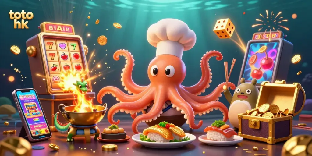Menang di dunia kasino dengan toto hk yang penuh keberuntungan, chef sushi gurita dan teman-temannya beraksi.