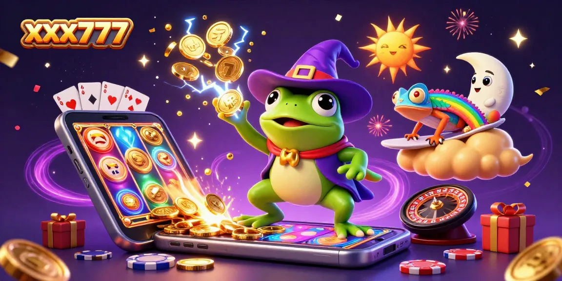 Engage with xxx777's thrilling casino experience featuring a storm of golden coins and vibrant game elements.