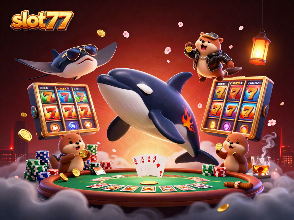 Experience the thrill of slot777 gameplay with characters and vibrant casino elements in a magical scene.