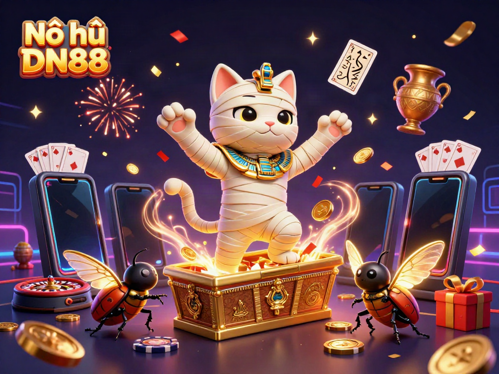 Nổ hũ DN88 brings thrilling slot action to life with a vibrant casino scene.