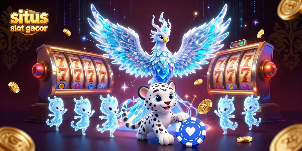 Situs slot gacor mengundang keberuntungan dengan simbol keberuntungan dan koin emas yang mengalir.