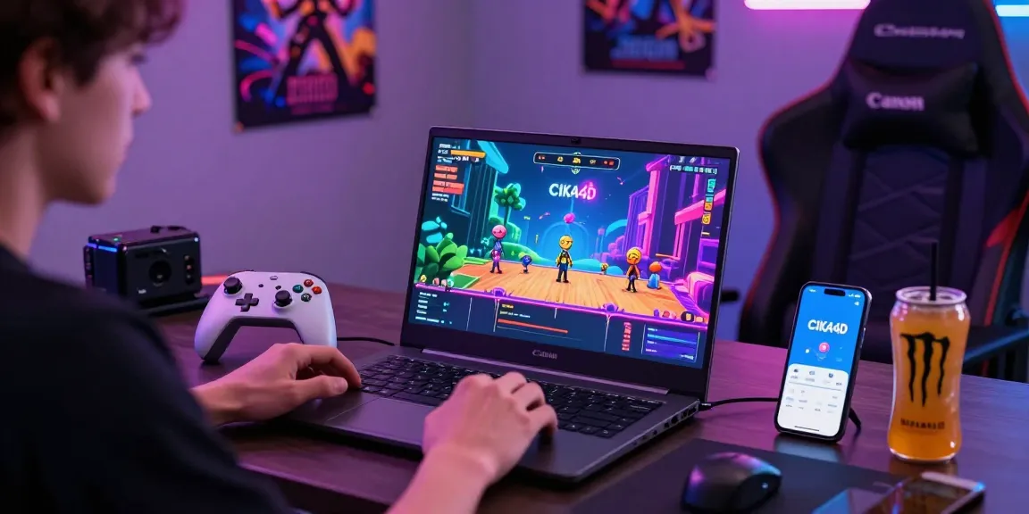 Engaging gaming setup showcasing CIKA4D platform features with colorful graphics and a cozy atmosphere.